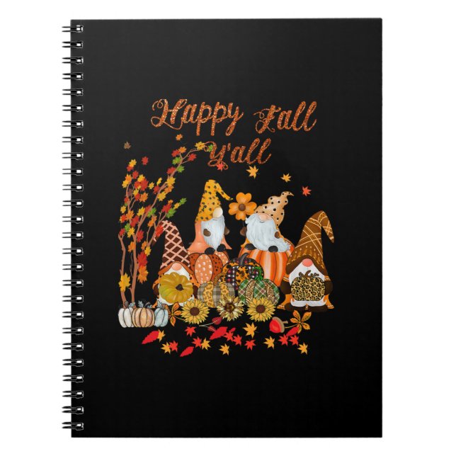 Cuaderno Thanksgiving Happy Fall Yall Gnome Leopard (Frente)