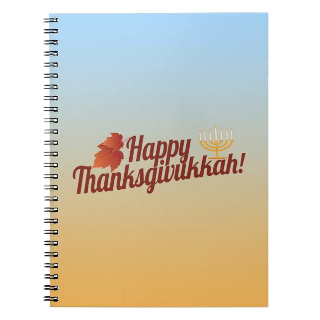 Cuaderno Thanksgivukkah feliz Menorah/hoja (Frente)
