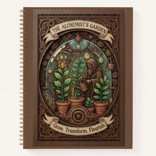 Cuaderno The Alchemist's Garden 3D Wood Carved Fantasy  (Anverso)