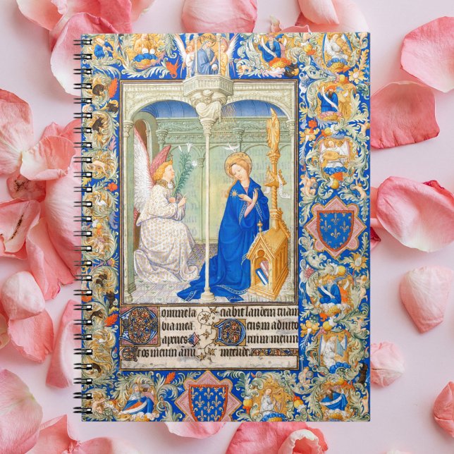 Cuaderno The Annunciation Medieval Illuminated Manuscript (The Annunciation of the Blessed Virgin Mary Archangel Gabriel Medieval Illumination Notebook)