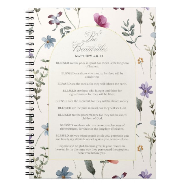 Cuaderno The Beatitudes Matthew 5:3–12 Floral Scripture (Frente)