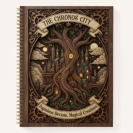 Cuaderno The Chronos City Steampunk Tree Wood Carved 
