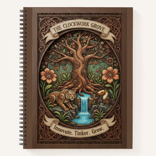 Cuaderno The Clockwork Grove Mechanical Nature Wood Journal (Anverso)