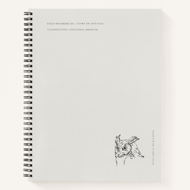 Cuaderno The Owl- Naturalist Menagerie Archive  (Anverso)