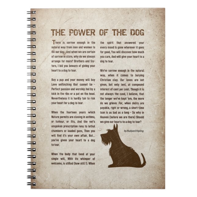 Cuaderno The Power of the Dog Poem - Rudyard Kipling  (Frente)