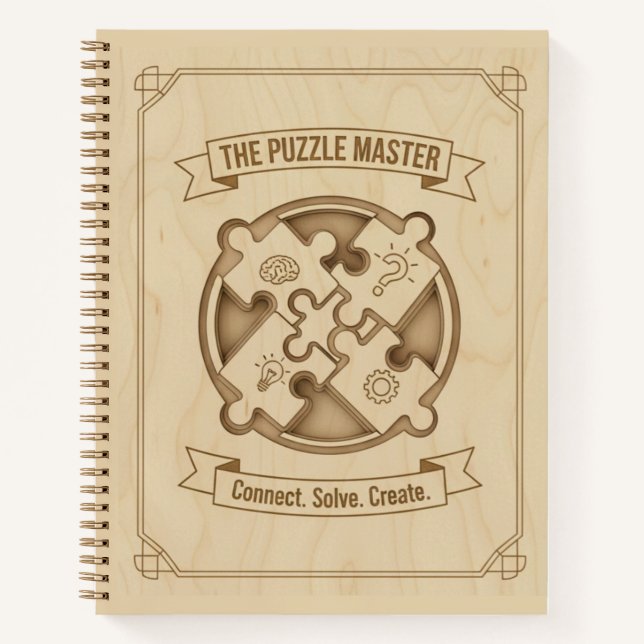 Cuaderno The Puzzle Master Connect Solve Create Wood  (Anverso)