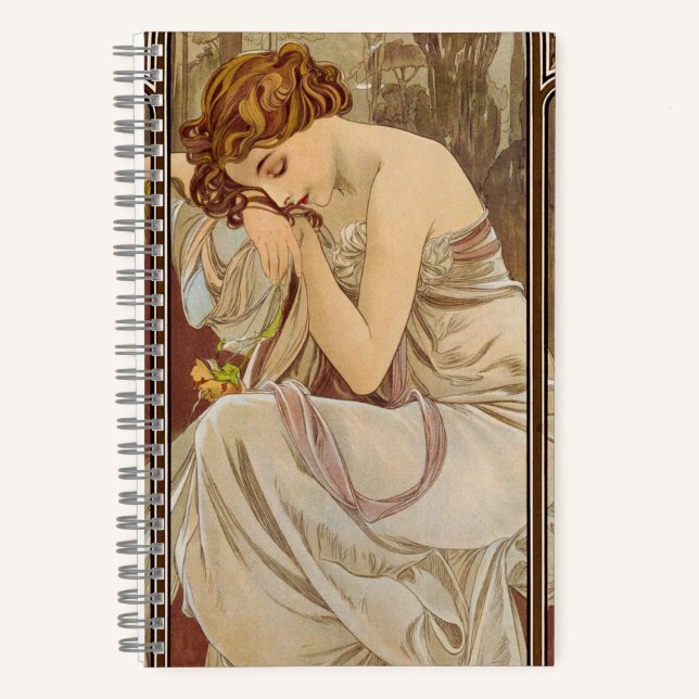 Cuaderno The Times of the Day, Night's Rest, 1899 de Mucha (Anverso)