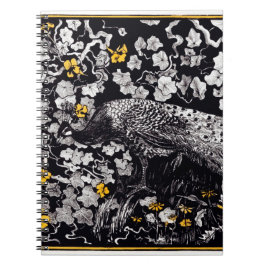 Cuaderno Theo Van Hoytema Retro Peacock Clip Art Negro y