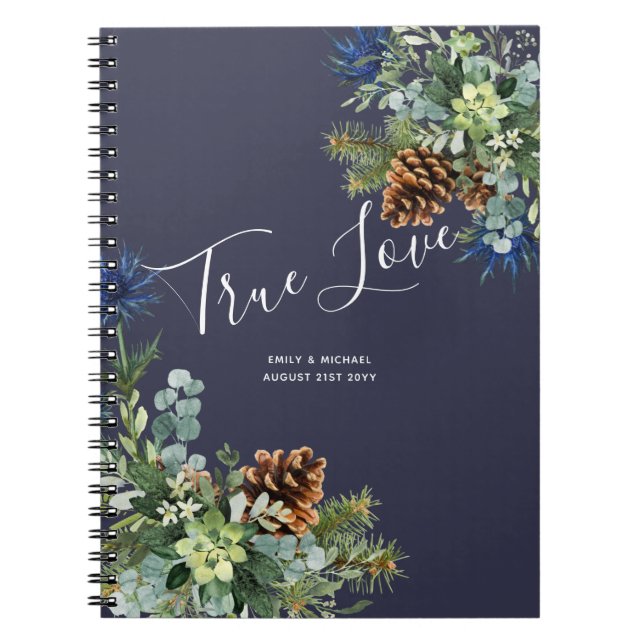Cuaderno Thistle azul invernal Eucalyptus Boda Wonderland (Frente)