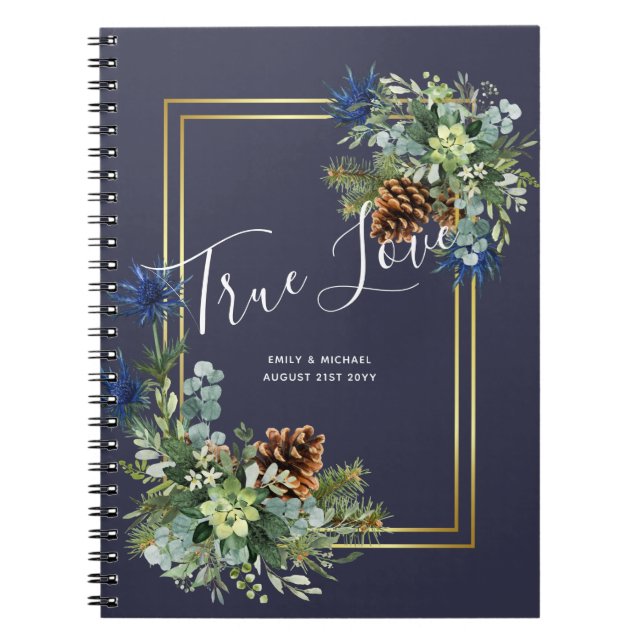 Cuaderno Thistle azul invernal Eucalyptus Boda Wonderland (Frente)