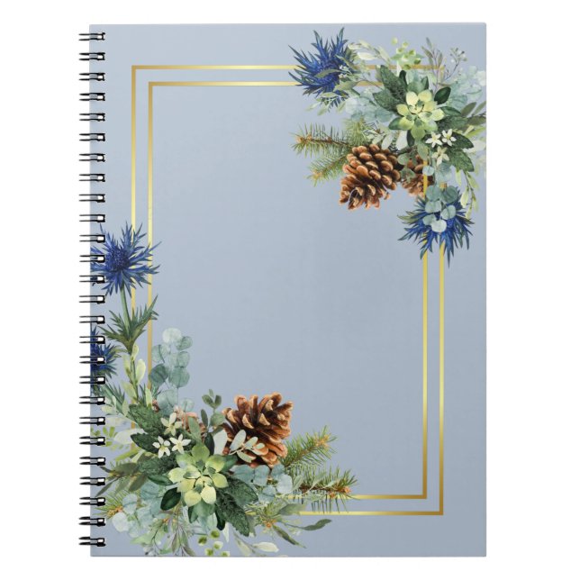 Cuaderno Thistle azul invernal Eucalyptus Boda Wonderland (Frente)