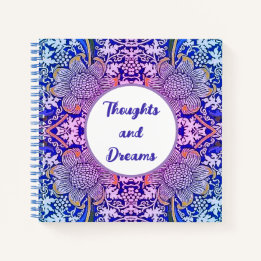 Cuaderno Thoughts and Dreams Boho Blue Purple Flowers