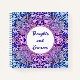 Cuaderno Thoughts and Dreams Boho Blue Purple Flowers
