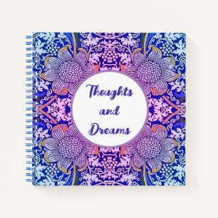 Cuaderno Thoughts and Dreams Boho Blue Purple Flowers
