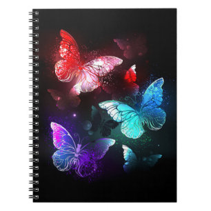 Cuaderno Three Glowing Butterflies on night background