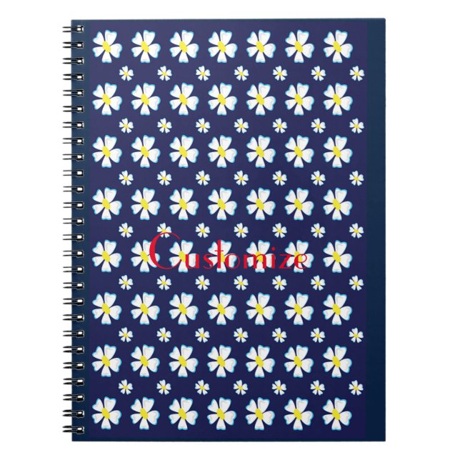 Cuaderno Thunder_Cove de patrón de flor blanca (Frente)