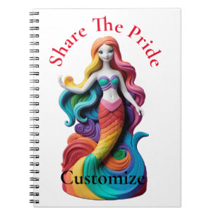 Cuaderno Thunder_Cove, sirena del orgullo arcoiris