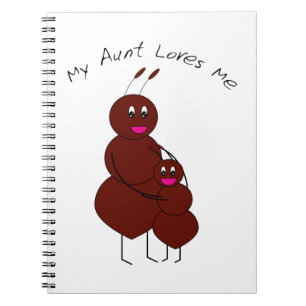 Cuaderno Tía abrazando linda y dulce hormiga de dibujos ani