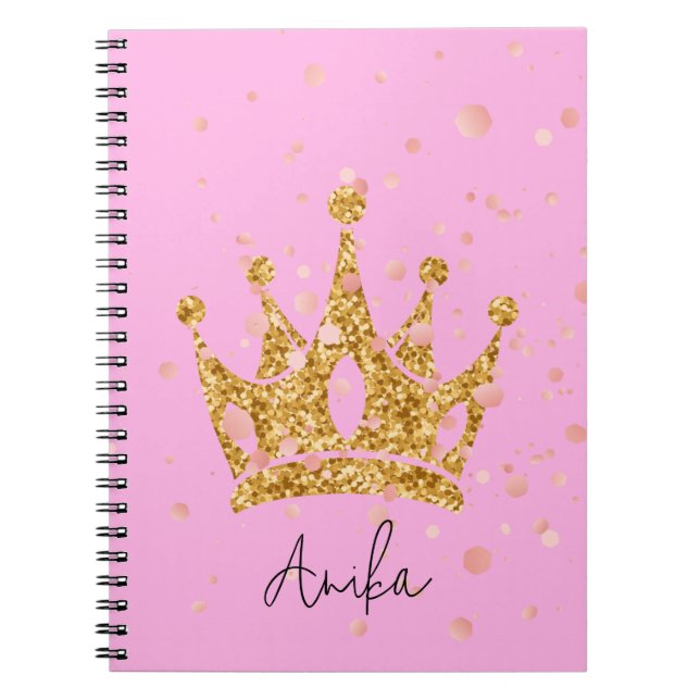 Cuaderno tiara rosa de princesa con brillo (Frente)