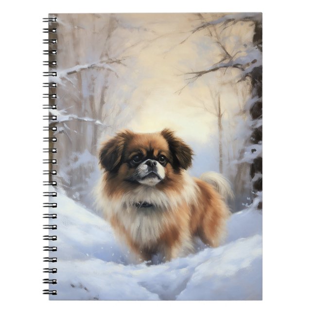 Cuaderno Tibetan Spaniel Deja que nieve Navidad  (Frente)