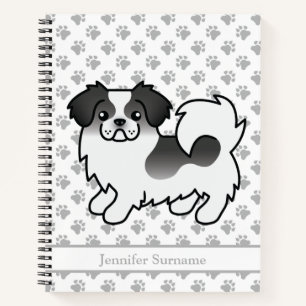 Cuaderno Tibetan Spaniel Parti-Color Negro Perro Lindo & Te