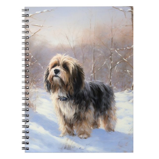 Cuaderno Tibetan Terrier Deja que nieve Navidad  (Frente)
