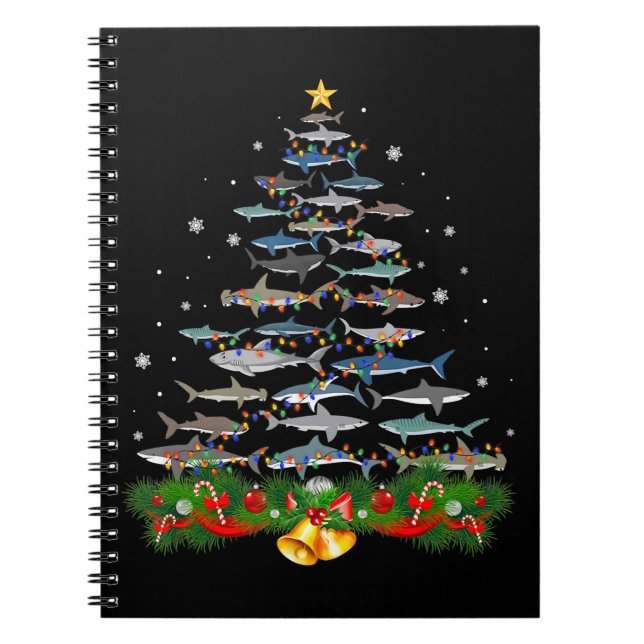 Cuaderno Tiburón Árbol de Navidad Amantes de los regalos Ho (Frente)