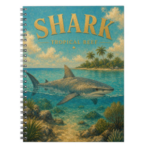 Cuaderno Tiburón Arrecife Tropical Acuarela GeoSaga