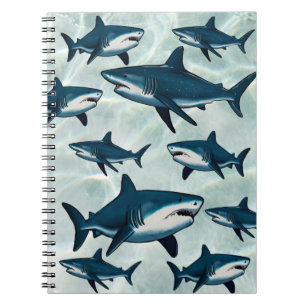 Cuaderno Tiburón blanco azul elegante