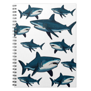 Cuaderno Tiburón blanco azul elegante