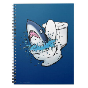 Cuaderno Tiburón de Inodoro Dibujo Animado Azul Divertido