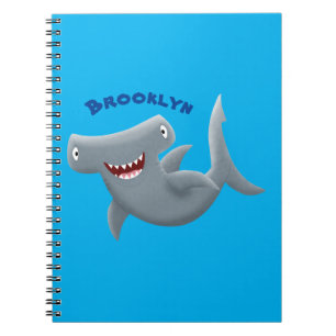 Cuaderno Tiburón martillo de dibujos animados divertido y l