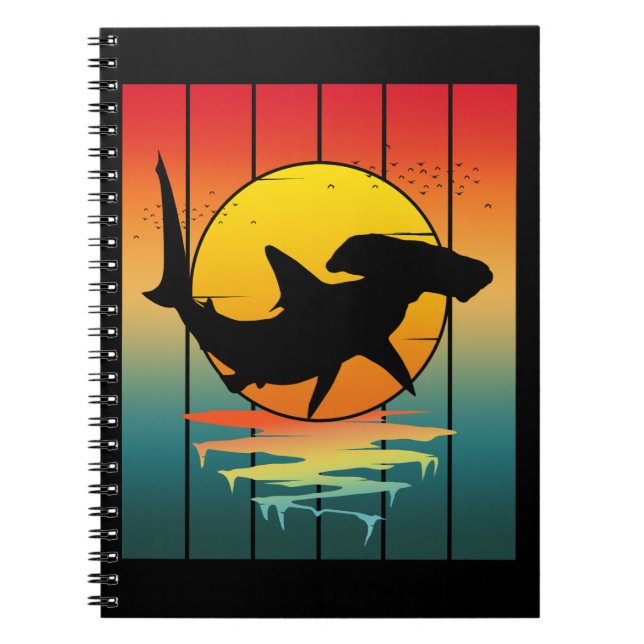 Cuaderno Tiburón martillo Vintage Atardecer  (Frente)