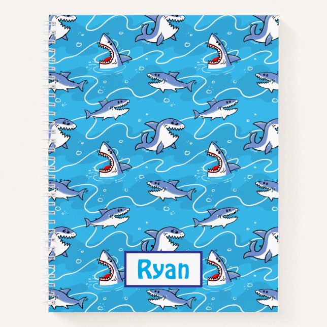 Cuaderno Tiburones Blancos de Dibujos Animados (Anverso)