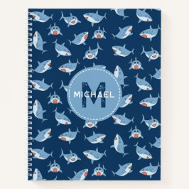 Cuaderno Tiburones Blancos Grandes Monograma Océano Niños