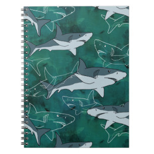 Cuaderno Tiburones, marinos, marinos, peces, depredadores, 