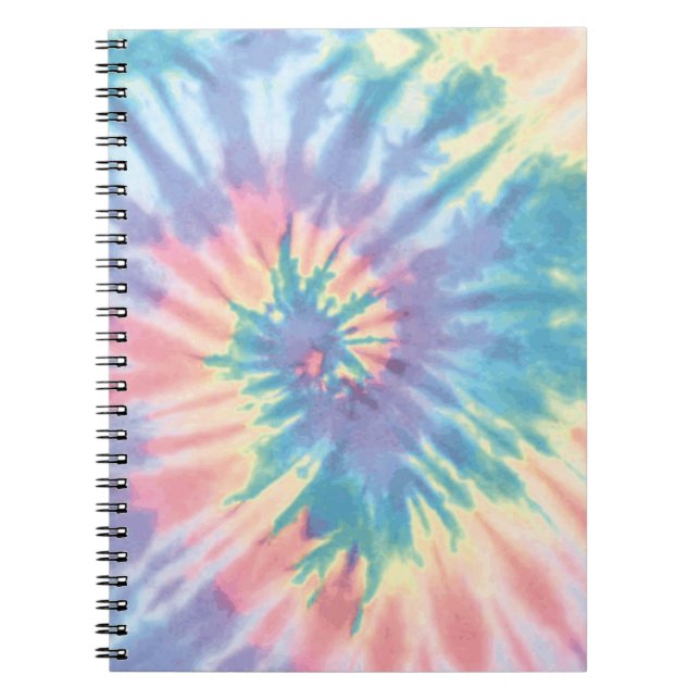 Cuaderno Tie Dye Pastel espiral de verano de lazos de tinta (Frente)