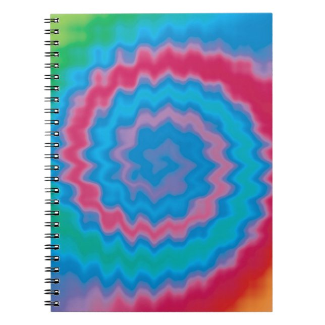 Cuaderno Tie dyed groovy funky patrón giratorio fresco (Frente)