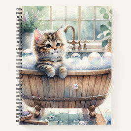 Cuaderno Tiempo de baño de gatito burbujeante lindo