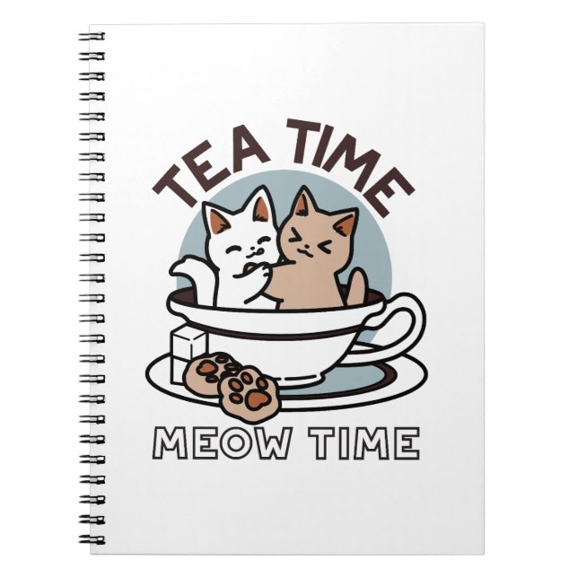 Cuaderno Tiempo de embutido de té - Diseño de gato y té lin (Frente)