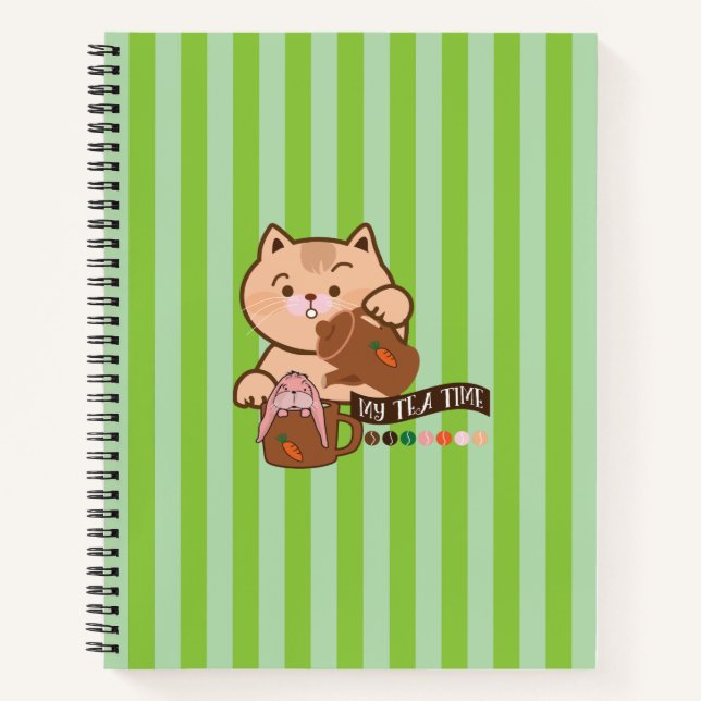 Cuaderno tiempo de té de gato y conejo (Anverso)