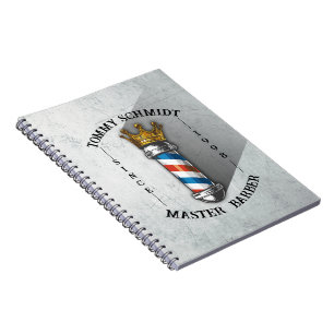 Cuaderno Tienda de peinado de barbero Rey Corona Barber Pol