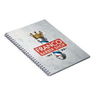 Cuaderno Tienda de peinado de barbero Rey Corona Barber Pol