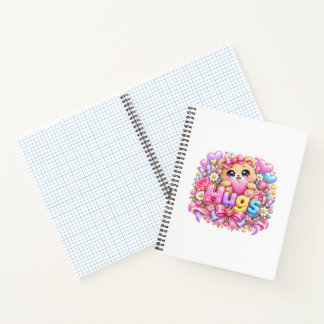 Cuaderno Tiernos abrazos de osito Kawaii en rosa pastel con