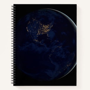 Cuaderno Tierra Completa De Noche Con Luces De Las Américas