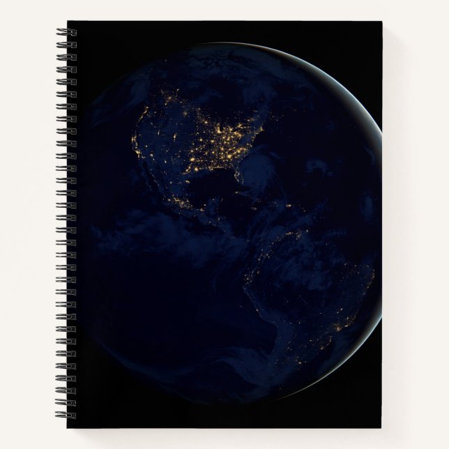Cuaderno Tierra Completa De Noche Con Luces De Las Américas (Anverso)