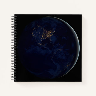 Cuaderno Tierra Completa De Noche Con Luces De Las Américas