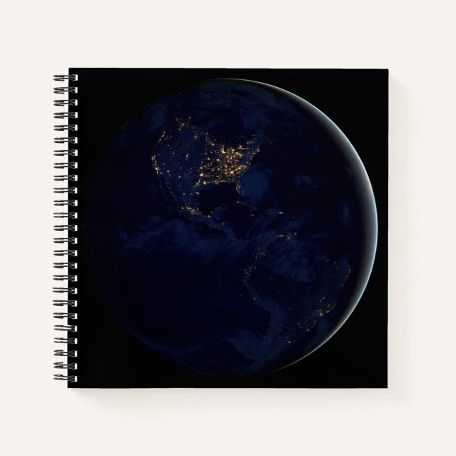 Cuaderno Tierra Completa De Noche Con Luces De Las Américas (Anverso)