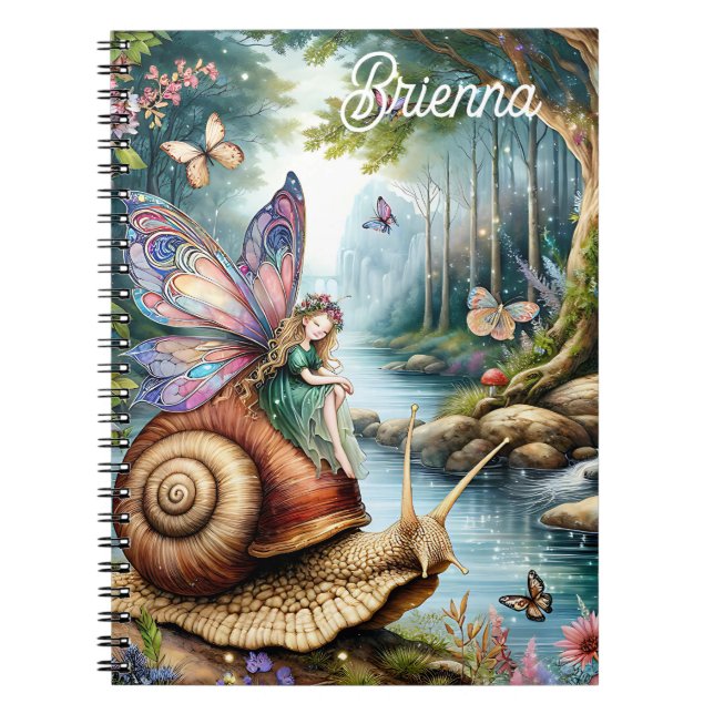 Cuaderno Tierra de hadas de bonito con lindo caracol y mari (Frente)