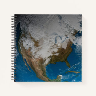 Cuaderno Tierra Fuerte con nubes simuladas sobre Norteaméri